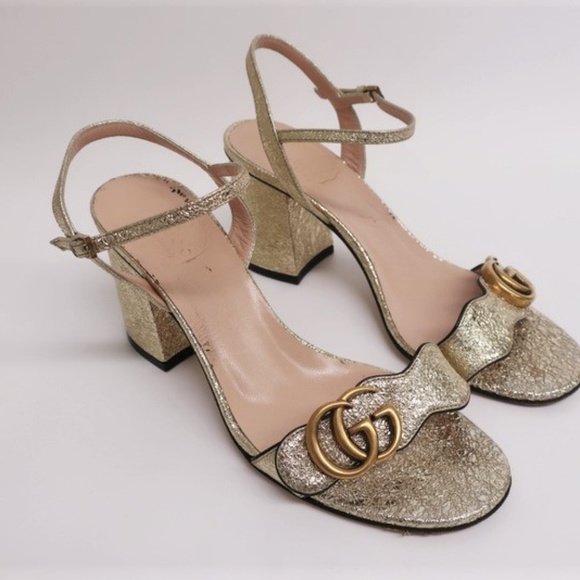Gucci Shoes - Gucci GG Marmont Sandals Gold